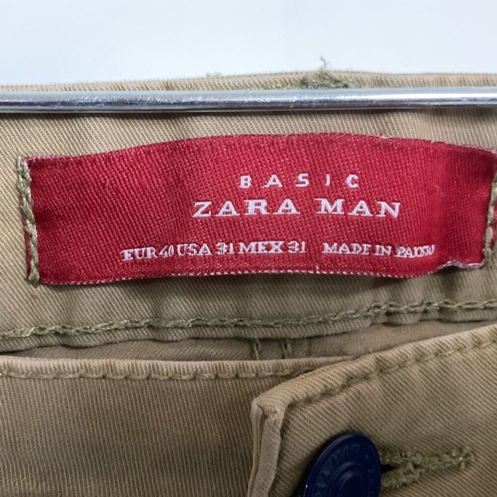 Zara Man Khaki Pants, size 31" waist, pockets, zipper/button closure, Tan - Picture 10 of 13